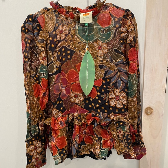 FARM Rio Floral Blouse - Red, Green, Brown - Picture 1 of 5